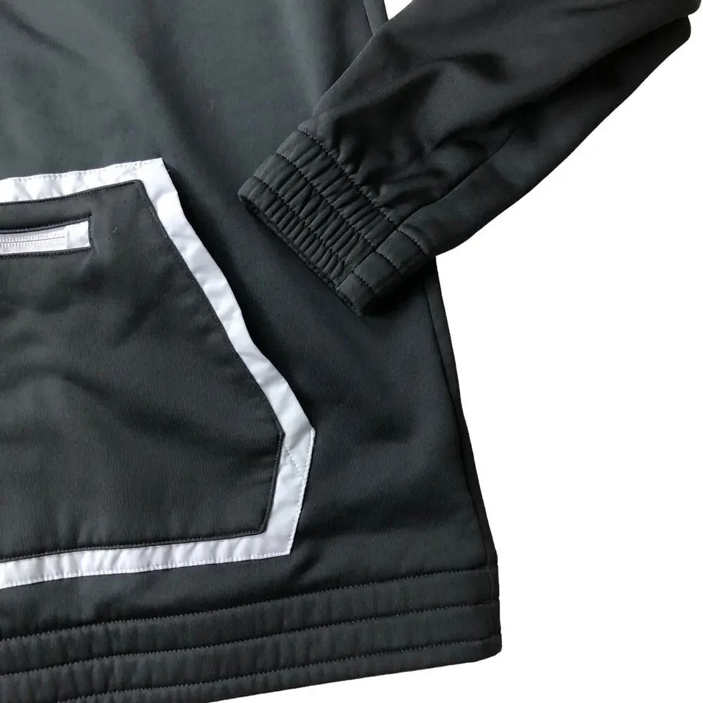 Adidas pull over hoodie, front kangaroo pocket zipped pocket size large